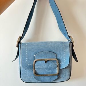 Tory Burch blue suede shoulder bag